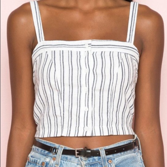 Brandy Melville White & Blue Stripped Astrid Tank One Size - Picture 4 of 4
